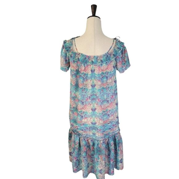 Anthropology Pepin Willa Multi Color Off The Shoulder Tye Dye Mini Dress Size 6 - Picture 4 of 10